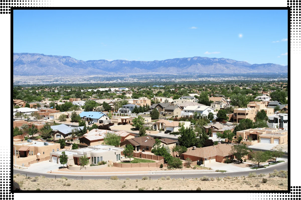 Albuquerque residential area with mountains in background