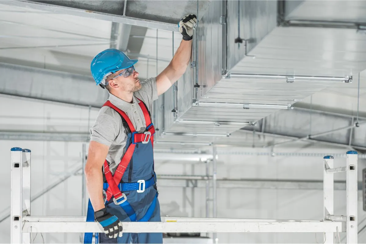 Commercial HVAC Systems Installation Inside the Warehouse